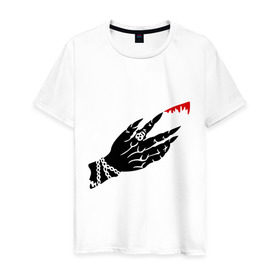 Мужская футболка хлопок с принтом Рука вампира , 100% хлопок | прямой крой, круглый вырез горловины, длина до линии бедер, слегка спущенное плечо. | Тематика изображения на принте: вампир | кровь | монстры | рука вампира