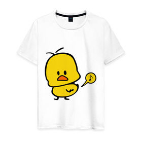 Мужская футболка хлопок с принтом Музыкальная цыпа , 100% хлопок | прямой крой, круглый вырез горловины, длина до линии бедер, слегка спущенное плечо. | животные | музыкальная цыпа | птица | цыплёнок