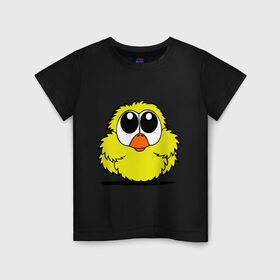 Детская футболка хлопок с принтом Цыпленок , 100% хлопок | круглый вырез горловины, полуприлегающий силуэт, длина до линии бедер | жёлтый | животные | птичка | цыпка | цыпленок