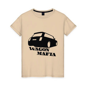 Женская футболка хлопок с принтом WAGON MAFIA , 100% хлопок | прямой крой, круглый вырез горловины, длина до линии бедер, слегка спущенное плечо | дрифт