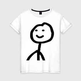 Женская футболка хлопок с принтом Человечные Человечки , 100% хлопок | прямой крой, круглый вырез горловины, длина до линии бедер, слегка спущенное плечо | мем | человечные человечки