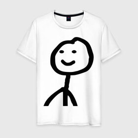 Мужская футболка хлопок с принтом Человечные Человечки , 100% хлопок | прямой крой, круглый вырез горловины, длина до линии бедер, слегка спущенное плечо. | мем | человечные человечки