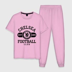Мужская пижама хлопок с принтом Chelsea футбольный клуб , 100% хлопок | брюки и футболка прямого кроя, без карманов, на брюках мягкая резинка на поясе и по низу штанин
 | 1905 | chelsea | chelsea logo | fc | footbal club | лого | логотип | спорт | футбол | футбольный клуб | челси