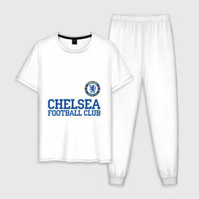 Мужская пижама хлопок с принтом Chelsea , 100% хлопок | брюки и футболка прямого кроя, без карманов, на брюках мягкая резинка на поясе и по низу штанин
 | Тематика изображения на принте: 1905 | chelsea | chelsea logo | fc | footbal club | лого | логотип | спорт | футбол | футбольный клуб | челси