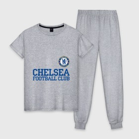 Женская пижама хлопок с принтом Chelsea , 100% хлопок | брюки и футболка прямого кроя, без карманов, на брюках мягкая резинка на поясе и по низу штанин | 1905 | chelsea | chelsea logo | fc | footbal club | лого | логотип | спорт | футбол | футбольный клуб | челси