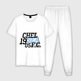 Мужская пижама хлопок с принтом Chelsea FC , 100% хлопок | брюки и футболка прямого кроя, без карманов, на брюках мягкая резинка на поясе и по низу штанин
 | 1905 | chelsea | chelsea logo | fc | footbal club | лого | логотип | спорт | футбол | футбольный клуб | челси