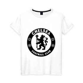 Женская футболка хлопок с принтом Chelsea logo , 100% хлопок | прямой крой, круглый вырез горловины, длина до линии бедер, слегка спущенное плечо | 1905 | chelsea | chelsea logo | fc | footbal club | лого | логотип | спорт | футбол | футбольный клуб | челси