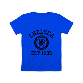 Детская футболка хлопок с принтом Chelsea 1905 , 100% хлопок | круглый вырез горловины, полуприлегающий силуэт, длина до линии бедер | 1905 | chelsea | chelsea logo | fc | footbal club | лого | логотип | спорт | футбол | футбольный клуб | челси