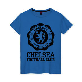 Женская футболка хлопок с принтом Chelsea FC , 100% хлопок | прямой крой, круглый вырез горловины, длина до линии бедер, слегка спущенное плечо | 1905 | chelsea | chelsea logo | fc | footbal club | лого | логотип | спорт | футбол | футбольный клуб | челси