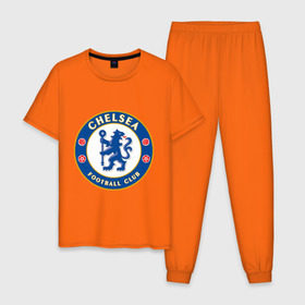 Мужская пижама хлопок с принтом Chelsea logo , 100% хлопок | брюки и футболка прямого кроя, без карманов, на брюках мягкая резинка на поясе и по низу штанин
 | 1905 | chelsea | chelsea logo | fc | footbal club | лого | логотип | спорт | футбол | футбольный клуб | челси