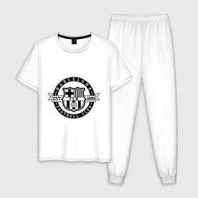 Мужская пижама хлопок с принтом Barcelona FC , 100% хлопок | брюки и футболка прямого кроя, без карманов, на брюках мягкая резинка на поясе и по низу штанин
 | barcelona | fc | fc barcelona | footbal club | барселона | лого | логотип | спорт | футбол | футбольный клуб