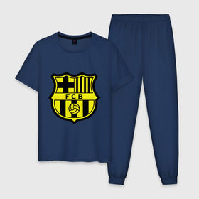 Мужская пижама хлопок с принтом Barcelona logo , 100% хлопок | брюки и футболка прямого кроя, без карманов, на брюках мягкая резинка на поясе и по низу штанин
 | barcelona | fc | fc barcelona | footbal club | барселона | лого | логотип | спорт | футбол | футбольный клуб