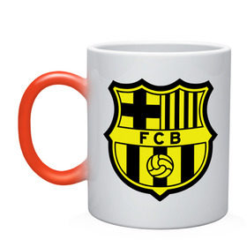 Кружка хамелеон с принтом Barcelona logo , керамика | меняет цвет при нагревании, емкость 330 мл | barcelona | fc | fc barcelona | footbal club | барселона | лого | логотип | спорт | футбол | футбольный клуб