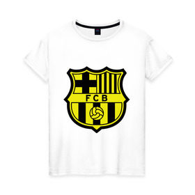 Женская футболка хлопок с принтом Barcelona logo , 100% хлопок | прямой крой, круглый вырез горловины, длина до линии бедер, слегка спущенное плечо | barcelona | fc | fc barcelona | footbal club | барселона | лого | логотип | спорт | футбол | футбольный клуб
