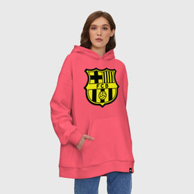 Худи SuperOversize хлопок с принтом Barcelona logo , 70% хлопок, 30% полиэстер, мягкий начес внутри | карман-кенгуру, эластичная резинка на манжетах и по нижней кромке, двухслойный капюшон
 | barcelona | fc | fc barcelona | footbal club | барселона | лого | логотип | спорт | футбол | футбольный клуб