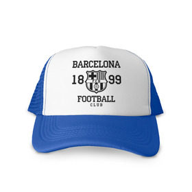 Кепка тракер с сеткой с принтом Barcelona 1899 , трикотажное полотно; задняя часть — сетка | длинный козырек, универсальный размер, пластиковая застежка | barcelona | fc | fc barcelona | footbal club | барселона | лого | логотип | спорт | футбол | футбольный клуб