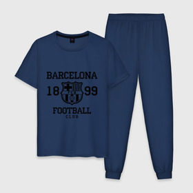 Мужская пижама хлопок с принтом Barcelona 1899 , 100% хлопок | брюки и футболка прямого кроя, без карманов, на брюках мягкая резинка на поясе и по низу штанин
 | barcelona | fc | fc barcelona | footbal club | барселона | лого | логотип | спорт | футбол | футбольный клуб