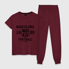Женская пижама хлопок с принтом Barcelona 1899 , 100% хлопок | брюки и футболка прямого кроя, без карманов, на брюках мягкая резинка на поясе и по низу штанин | barcelona | fc | fc barcelona | footbal club | барселона | лого | логотип | спорт | футбол | футбольный клуб