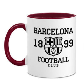 Кружка двухцветная с принтом Barcelona 1899 , керамика | объем — 330 мл, диаметр — 80 мм. Цветная ручка и кайма сверху, в некоторых цветах — вся внутренняя часть | Тематика изображения на принте: barcelona | fc | fc barcelona | footbal club | барселона | лого | логотип | спорт | футбол | футбольный клуб