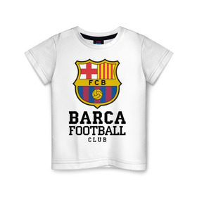 Детская футболка хлопок с принтом Barcelona FC , 100% хлопок | круглый вырез горловины, полуприлегающий силуэт, длина до линии бедер | barcelona | fc | fc barcelona | footbal club | барселона | лого | логотип | спорт | футбол | футбольный клуб