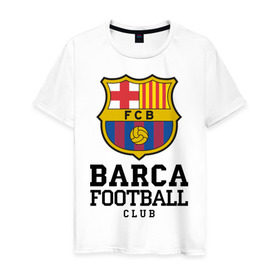 Мужская футболка хлопок с принтом Barcelona FC , 100% хлопок | прямой крой, круглый вырез горловины, длина до линии бедер, слегка спущенное плечо. | Тематика изображения на принте: barcelona | fc | fc barcelona | footbal club | барселона | лого | логотип | спорт | футбол | футбольный клуб