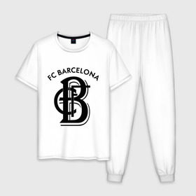 Мужская пижама хлопок с принтом FC Barcelona , 100% хлопок | брюки и футболка прямого кроя, без карманов, на брюках мягкая резинка на поясе и по низу штанин
 | barcelona | fc | fc barcelona | footbal club | барселона | лого | логотип | спорт | футбол | футбольный клуб