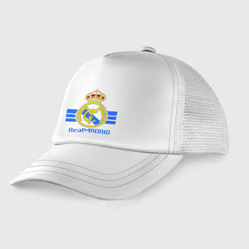 Детская кепка тракер с принтом Real Madrid , Козырек - 100% хлопок. Кепка - 100% полиэстер, Задняя часть - сетка | универсальный размер, пластиковая застёжка | 1902 | fc | footbal club | real madrid | лого | логотип | реал мадрид | спорт | футбол | футбольный клуб