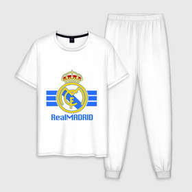 Мужская пижама хлопок с принтом Real Madrid , 100% хлопок | брюки и футболка прямого кроя, без карманов, на брюках мягкая резинка на поясе и по низу штанин
 | 1902 | fc | footbal club | real madrid | лого | логотип | реал мадрид | спорт | футбол | футбольный клуб