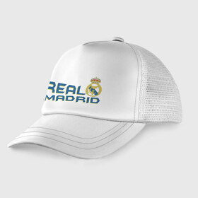 Детская кепка тракер с принтом Real Madrid , Козырек - 100% хлопок. Кепка - 100% полиэстер, Задняя часть - сетка | универсальный размер, пластиковая застёжка | 1902 | fc | footbal club | real madrid | лого | логотип | реал мадрид | спорт | футбол | футбольный клуб