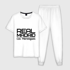 Мужская пижама хлопок с принтом Real Madrid , 100% хлопок | брюки и футболка прямого кроя, без карманов, на брюках мягкая резинка на поясе и по низу штанин
 | 1902 | fc | footbal club | real madrid | лого | логотип | реал мадрид | спорт | футбол | футбольный клуб