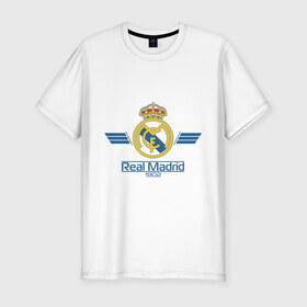 Мужская футболка премиум с принтом Real Madrid 1902 , 92% хлопок, 8% лайкра | приталенный силуэт, круглый вырез ворота, длина до линии бедра, короткий рукав | 1902 | fc | footbal club | real madrid | лого | логотип | реал мадрид | спорт | футбол | футбольный клуб