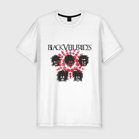 Мужская футболка премиум с принтом Black veil brides (черепушки) , 92% хлопок, 8% лайкра | приталенный силуэт, круглый вырез ворота, длина до линии бедра, короткий рукав | black veil brides