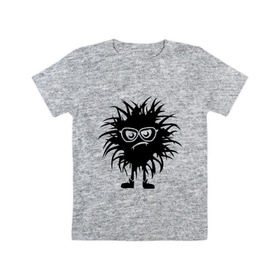 Детская футболка хлопок с принтом Лохматый чудик , 100% хлопок | круглый вырез горловины, полуприлегающий силуэт, длина до линии бедер | монстр | очки | пушистый | чудик