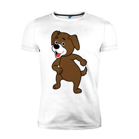 Мужская футболка премиум с принтом Веселая собачка , 92% хлопок, 8% лайкра | приталенный силуэт, круглый вырез ворота, длина до линии бедра, короткий рукав | 