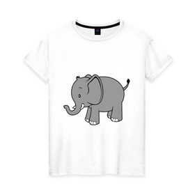 Женская футболка хлопок с принтом Слоник , 100% хлопок | прямой крой, круглый вырез горловины, длина до линии бедер, слегка спущенное плечо | слон