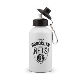 Бутылка спортивная с принтом The Brooklyn Nets , металл | емкость — 500 мл, в комплекте две пластиковые крышки и карабин для крепления | бруклин