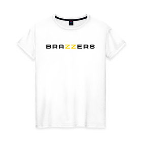 Женская футболка хлопок с принтом Brazzers , 100% хлопок | прямой крой, круглый вырез горловины, длина до линии бедер, слегка спущенное плечо | brazzers