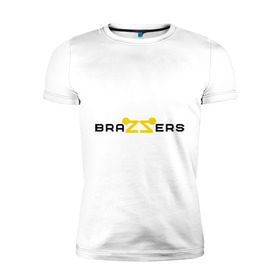 Мужская футболка премиум с принтом Brazzers , 92% хлопок, 8% лайкра | приталенный силуэт, круглый вырез ворота, длина до линии бедра, короткий рукав | brazzers
