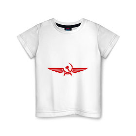 Детская футболка хлопок с принтом Серп и молот в виде орла , 100% хлопок | круглый вырез горловины, полуприлегающий силуэт, длина до линии бедер | крылья