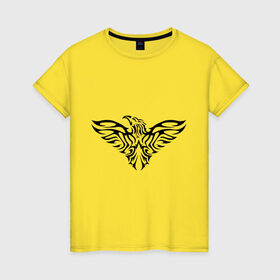 Женская футболка хлопок с принтом Тату силуэт орла , 100% хлопок | прямой крой, круглый вырез горловины, длина до линии бедер, слегка спущенное плечо | коршун | орел | птица | силуэт | сокол | тату | трайбл | узор