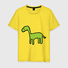 Мужская футболка хлопок с принтом Дино - детский рисунок , 100% хлопок | прямой крой, круглый вырез горловины, длина до линии бедер, слегка спущенное плечо. | дети | дино | динозавр | диплодок | рисунок