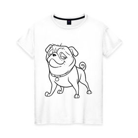 Женская футболка хлопок с принтом Мопс , 100% хлопок | прямой крой, круглый вырез горловины, длина до линии бедер, слегка спущенное плечо | the nut job | белка | зайка | мопс | мультик | мультфильм | пес | реальная белка | собака