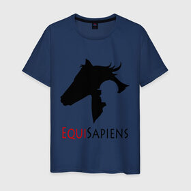 Мужская футболка хлопок с принтом Конный спорт - лошади , 100% хлопок | прямой крой, круглый вырез горловины, длина до линии бедер, слегка спущенное плечо. | equi | sapiens | жокей | кони | конный | лошади