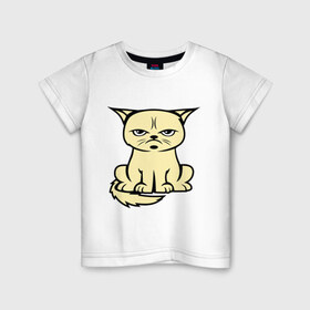 Детская футболка хлопок с принтом Недовольный кот , 100% хлопок | круглый вырез горловины, полуприлегающий силуэт, длина до линии бедер | cat | grumpy | киса | кот | котэ | кошка | недовольный