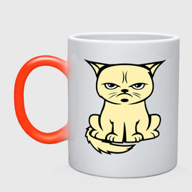 Кружка хамелеон с принтом Недовольный кот , керамика | меняет цвет при нагревании, емкость 330 мл | cat | grumpy | киса | кот | котэ | кошка | недовольный
