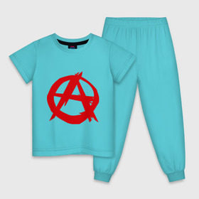 Детская пижама хлопок с принтом Анархист , 100% хлопок |  брюки и футболка прямого кроя, без карманов, на брюках мягкая резинка на поясе и по низу штанин
 | анархия | мама