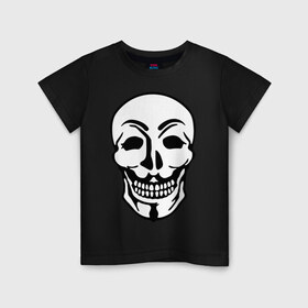 Детская футболка хлопок с принтом Анонимус - череп , 100% хлопок | круглый вырез горловины, полуприлегающий силуэт, длина до линии бедер | скелет