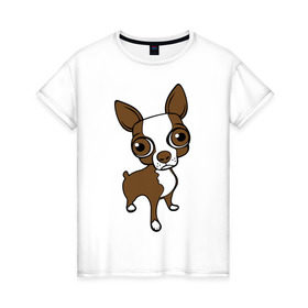 Женская футболка хлопок с принтом Милая собачка , 100% хлопок | прямой крой, круглый вырез горловины, длина до линии бедер, слегка спущенное плечо | милая | пес | собака | собачка | терьер | той | чихуахуа