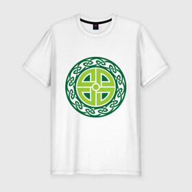 Мужская футболка премиум с принтом Кельтский щит (руна) , 92% хлопок, 8% лайкра | приталенный силуэт, круглый вырез ворота, длина до линии бедра, короткий рукав | celtic | rune | shield | кельт | руна | щит