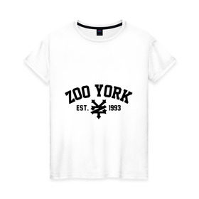 Женская футболка хлопок с принтом Zoo York , 100% хлопок | прямой крой, круглый вырез горловины, длина до линии бедер, слегка спущенное плечо | 300 | york | zoo | антибренд | зоо | йорк